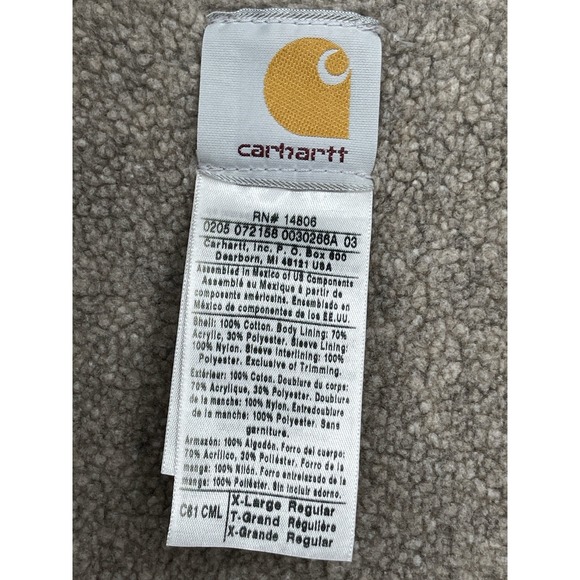 Carhartt C61 CML Men's Canvas Ridge Work Jacket XL Sherpa Workwear Worn vintage - Picture 3 of 14